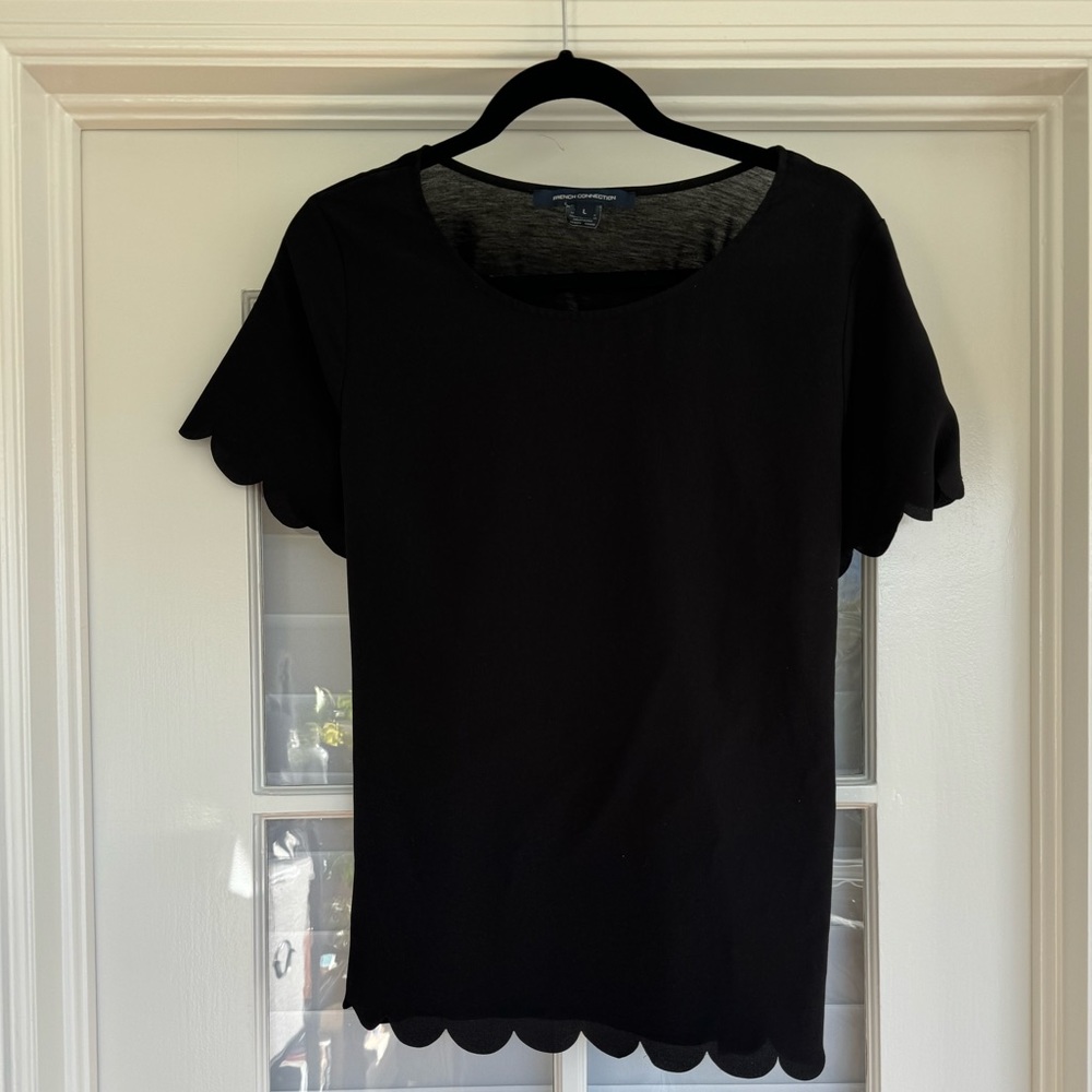 French Connection Crepe Scallop Edge Blouse